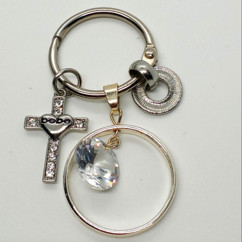 Cross Bebe keyring key finder keychain rhinestone.